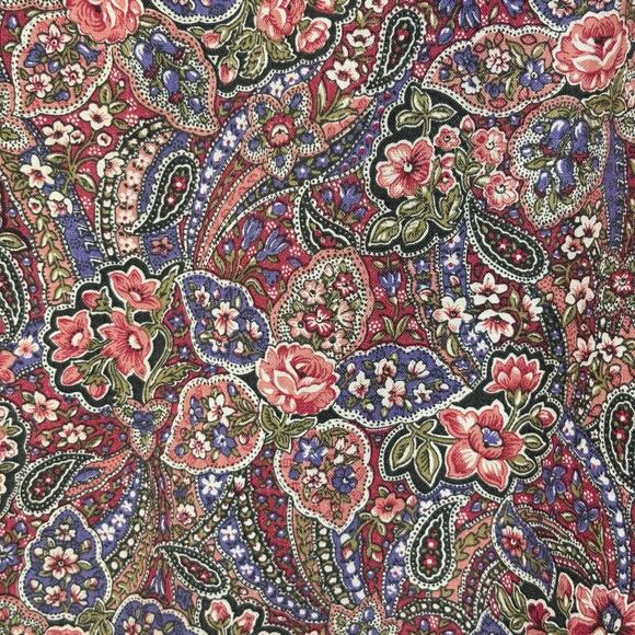 Vintage Pink Rose Vest Floral Print Navy Blue Open Plus Size Handmade Cottage - Picture 2 of 10